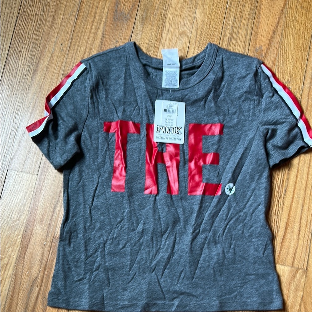 Victoria’s Secret PINK Ohio State Grey Crop Top with Red Accents